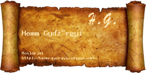 Hemm Györgyi névjegykártya
